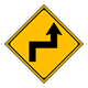 Right (Left) Reverse Sharp Turn Ahead